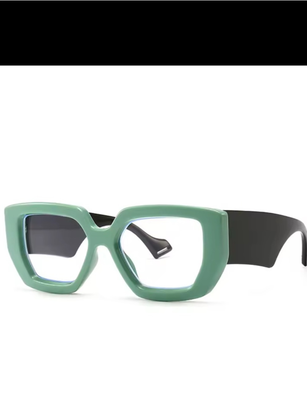 Green and Black Bold Square Sunglasses - Women